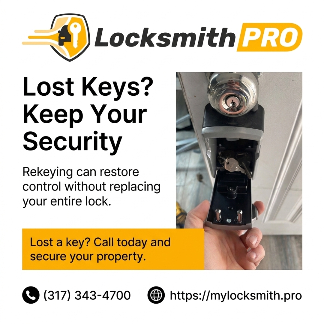 LocksmithPro1's tweet photo. Lost keys? Rekeying restores control without replacing the entire lock. Call Locksmith Pro for residential and commercial locksmith services.
#LocksmithPro #Rekeying #PropertySecurity #HomeSecurity #BusinessSecurity #Indianapolis #Locksmith https://t.co/y87yXsrFVv