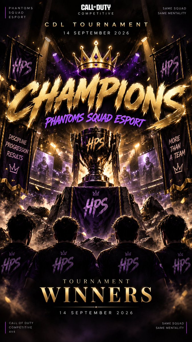hpsesport's tweet photo. 🏆 HPS REMPORTE LE TOURNOI CDL ! 👻💜

CHAMPIONS.

Ce 14 septembre 2026, notre roster Call of Duty 4v4 est allé chercher le titre au terme d’un parcours conclu par une victoire 3–1 face à NXSE en Grande Finale BO5.

Une compétition menée jusqu’au bout.
Une équipe. Une mentalité. Un objectif. 🏆
👻 PHANTOMS SQUAD ESPORT
 SAME SQUAD. SAME MENTALITY.

#HPS #HPSEsport #PhantomsSquad #CallOfDuty #CDL #CODCompetitive #Esport