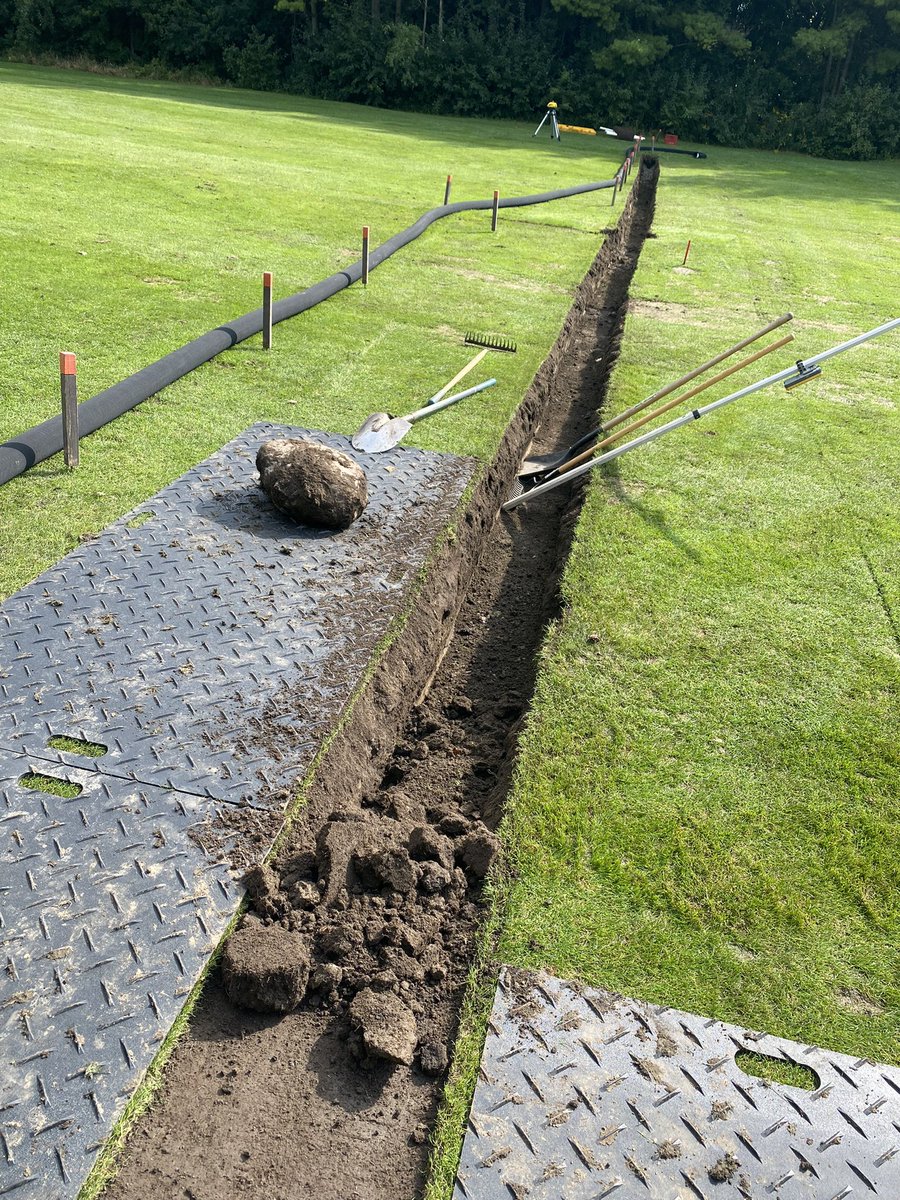 ryanarthur21's tweet photo. Not too shabby for a days work! A nice 85' drainage line installed into 11 fairway today! Should help to dry up the bottom 100 yards! @CobbleHillsGolf #alwaysimproving https://t.co/AnNISK74CT