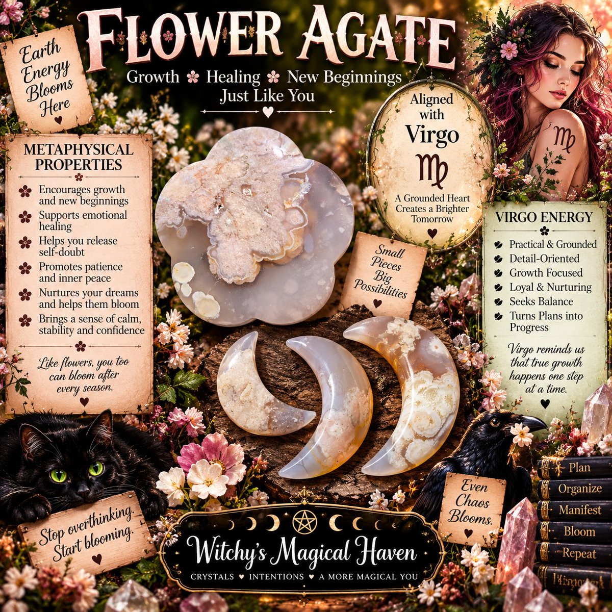 Witchy7's tweet photo. Flower Agate associated with growth, new beginnings and blossoming into your potential, which sounds suspiciously like Virgo saying, “Fine, I’ll make a PLAN for that too.”
https://t.co/WR0b36GWx0
#FlowerAgate #Virgo #VirgoEnergy #VirgoSeason #CrystalLovers #WitchyVibes #magick https://t.co/BC5ybBVGKr