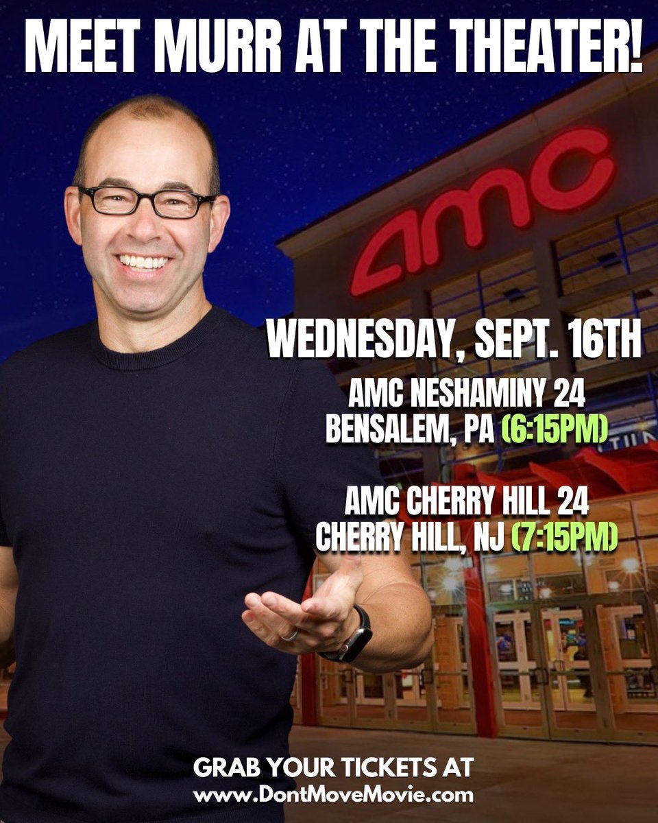 jamessmurray's tweet photo. PENNSYLVANIA / NEW JERSEY WEDNESDAY! 

I'll be popping into the AMC movie theaters in NESHAMINY MALL (Bensalem, PA) and Cherry Hill, NJ to take photos and thank everyone for seeing our brand new thriller DON'T MOVE.

DON’T MOVE is in theaters nationwide in limited release, so do not miss your chance to see it now!

Get your movie tickets nationwide now at https://t.co/jYOA3w4t1b or at your local movie theater’s website.

Wednesday, September 16th

6:15pm
AMC Neshaminy 24
Bensalem, PA

7:15pm
AMC Cherry Hill
Cherry Hill, NJ

See you there!
