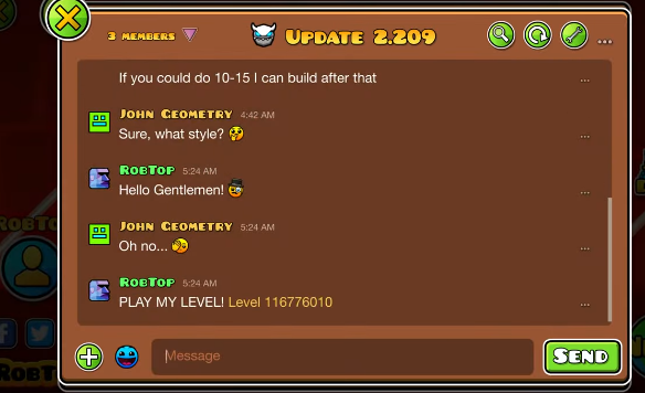 KindilVig's tweet photo. quite bold of you to add a chat feature robtop https://t.co/OfQDUtKjAg
