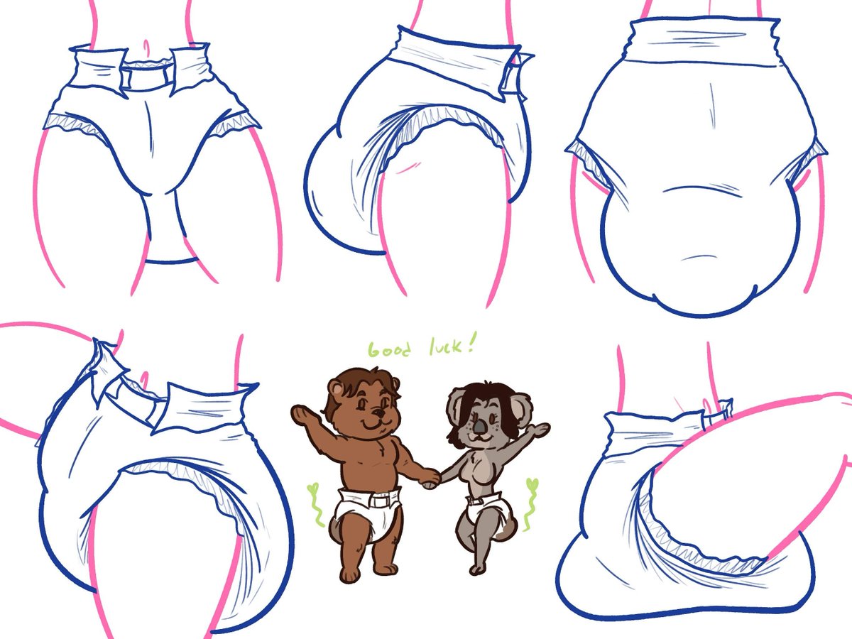CanvasNCrinkles's tweet photo. We were recently commissioned to make a tutorial on how we draw our messy diapers, so here's a quick and easy guide of what we accentuate and focus on when making plump, packed Pampers! Hopefully it helps! Bonus Doodle Included! 🐻💖🐨💝💩
#abdl #abdlart #diaper #tutorial https://t.co/wGPpKvVzcc
