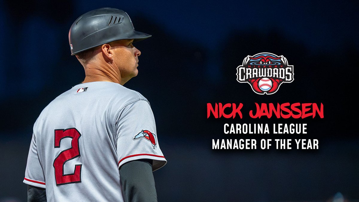 HickoryCrawdads's tweet photo. Nick Janssen has been named Carolina League Manager of the Year while Paulino Santana and Aidan Deakins have been selected All-Stars! https://t.co/vmfSXgQAKZ