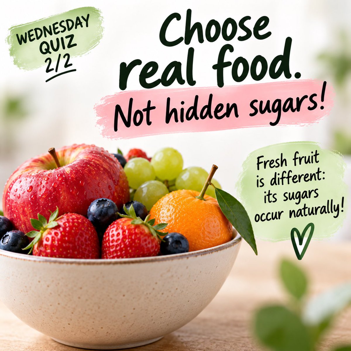 adrianabosche5's tweet photo. Hidden sugars are everywhere.
Breakfast cereals, 
fruit yogurt and readymade sauces can hide plenty of added sugar.

Fresh fruit is different: its sugars
 Is naturally. 
Check ingredients: if added sugars are high, leave it on the shelf. If the label isn’t clear, don’t buy it https://t.co/iNLTpClLsi