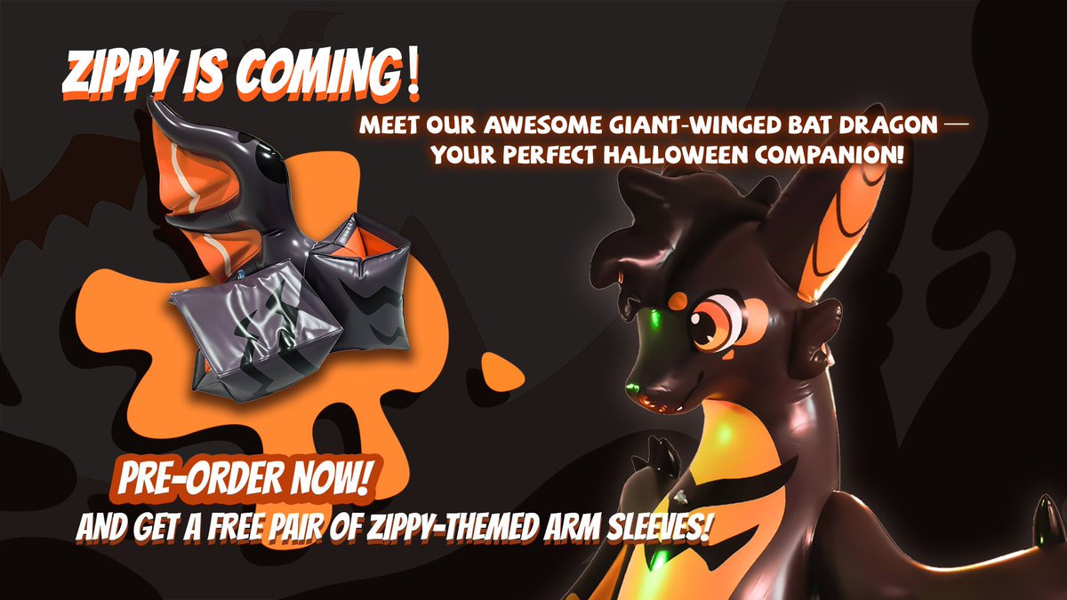 PoolToyParty's tweet photo. Zippy is back!! 🧡

@FactoryCreature’s  Zippy run is currently open, so if you’ve ever wanted a big squeaky dragon with those huge soft wings to wrap around you, now’s your chance! :3

Go show Zippy some love and order yours before time runs out! 🧡🖤🧡

https://t.co/W6lmqwPNjq https://t.co/XDQeeE44as