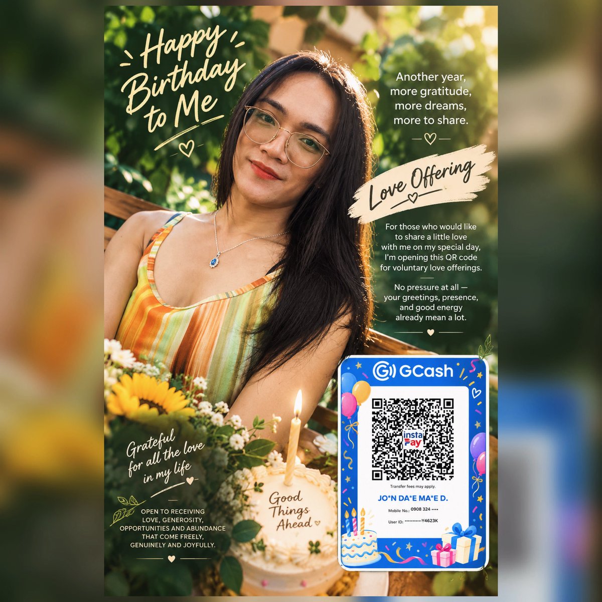 devlevistedavid's tweet photo. Another trip around the sun. 💫

For those who feel called to share a little love offering as I celebrate my natal day, you may send it through the QR code. ✨

Thank you for being part of my journey and for celebrating another year of life with me. ✨ https://t.co/xVQcopFljM