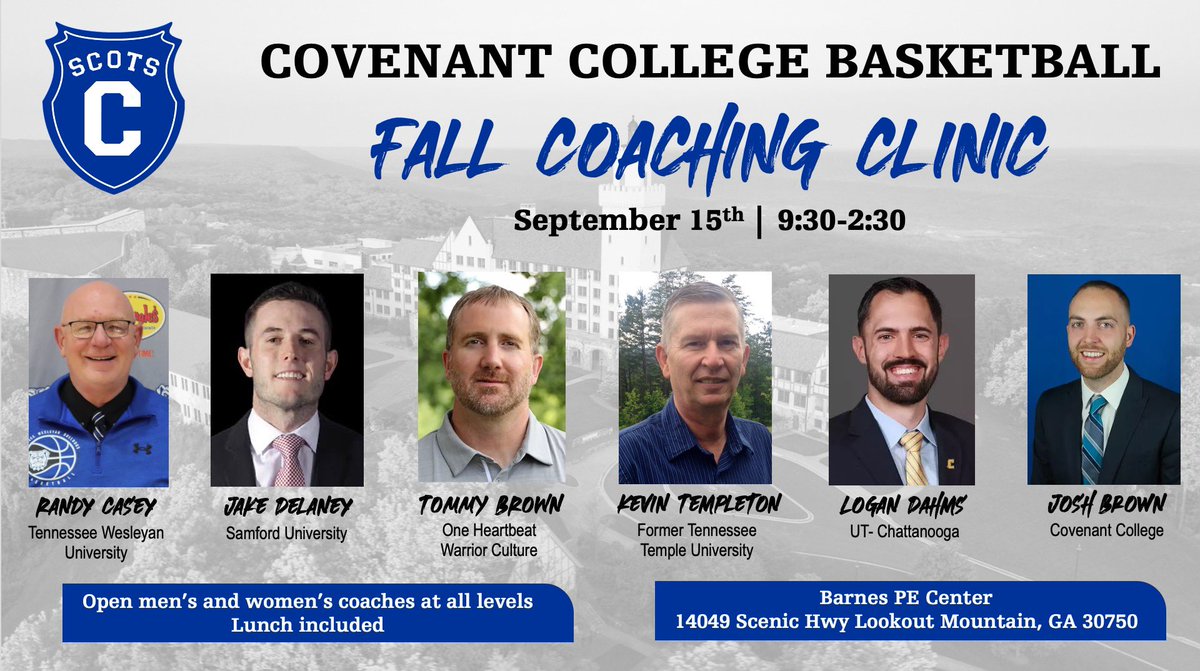 ScotsMBB's tweet photo. Covenant College Fall Coaching Clinic in the books. Thanks to all the coaches who came up the mountain before 🏀 season starts up! https://t.co/gvrF7aN67U