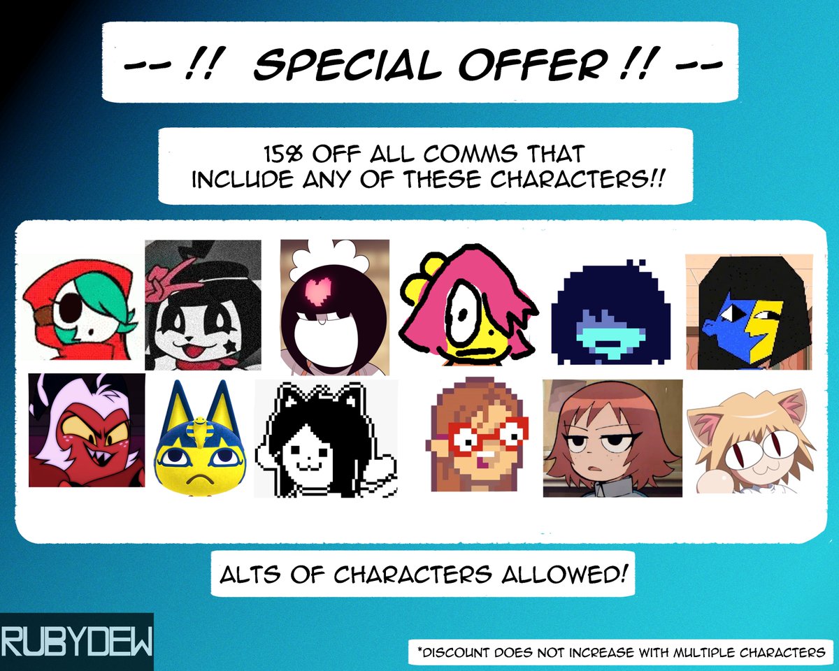 RubyDewNSFW's tweet photo. Discount on commissions for select characters! https://t.co/rHDsP8fmwh