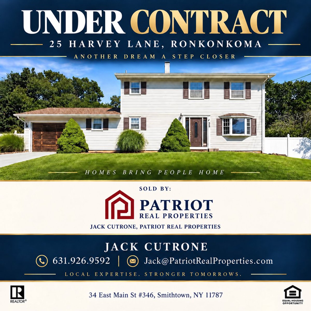 REJackLI's tweet photo. Under Contract in Ronkonkoma!

Proud to share that 25 Harvey Lane is officially under contract, and even more proud that we were able to help a veteran family take another step toward their next chapter with the assistance of our Veteran program!

Helping those who have served our country means a lot to me, and I’m grateful to be part of their journey.

Thinking about buying or selling on Long Island? I’d be happy to help.

Jack Cutrone MRP, PSA 
Licensed Real Estate Salesperson
Patriot Real Properties
631-926-9592