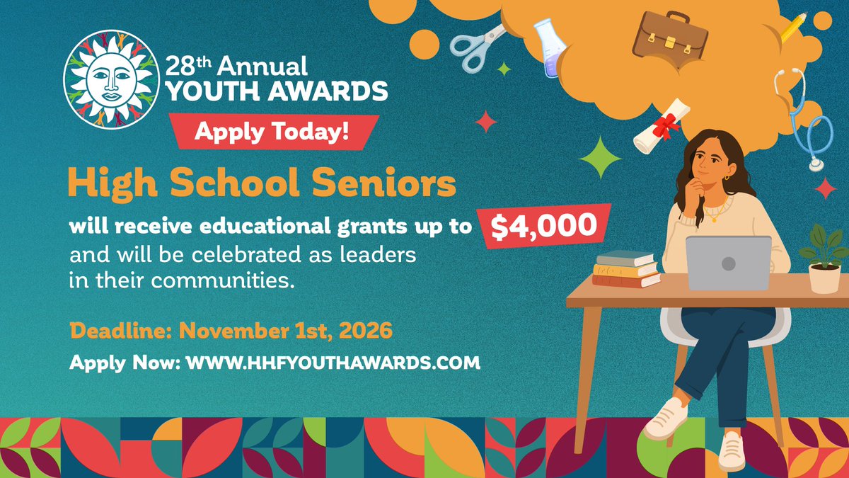 HHFoundation's tweet photo. The 28th Annual #YouthAwards are officially OPEN!
Are you a high school senior making an impact, leading with purpose & dreaming BIG? This is YOUR moment to be recognized.
Students from across the United States are invited to apply! https://t.co/R64M0iTe1G https://t.co/viMUCFpLgg