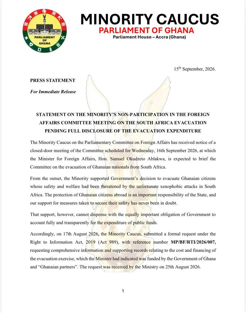 nsemfietv's tweet photo. Minority says Foreign Ministry has failed to release GH¢50m evacuation records despite RTI request
#minority #NPP2028 #smno #NsemFieTv #itispossible https://t.co/qKwEqXuBOy