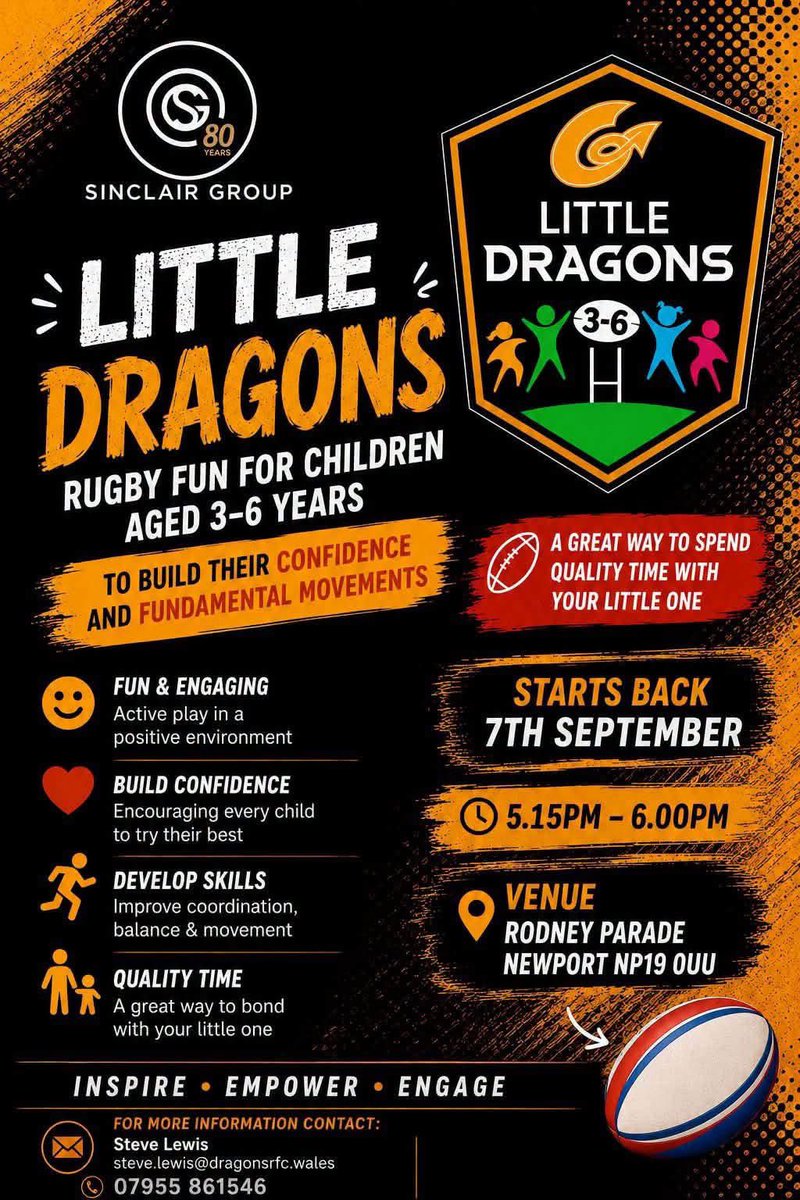 DRA_Community's tweet photo. 🐉Community | Sinclair Group Little Dragons 
This week our Little Dragons continued to practice their passing , kicking and catching , this week with tennis balls as well as the rugby ball.
We also worked hard on listening, being polite and tagging each other.
@dragonsrfc https://t.co/qABYc2tngG