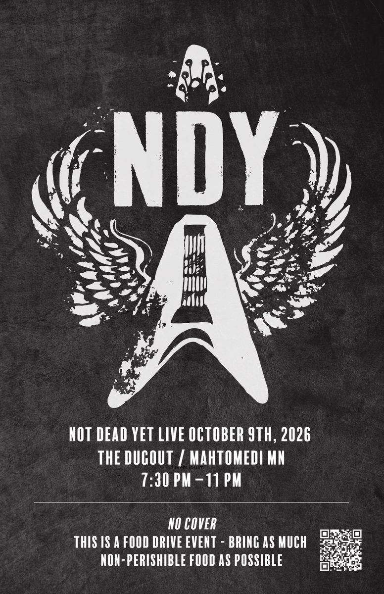 greg_boyd's tweet photo. All of you rockers in the Twin Cities, why not come check NDY out. The drummer sucks, but the rest of the group isn't too bad. https://t.co/4uMnsJ9M4D