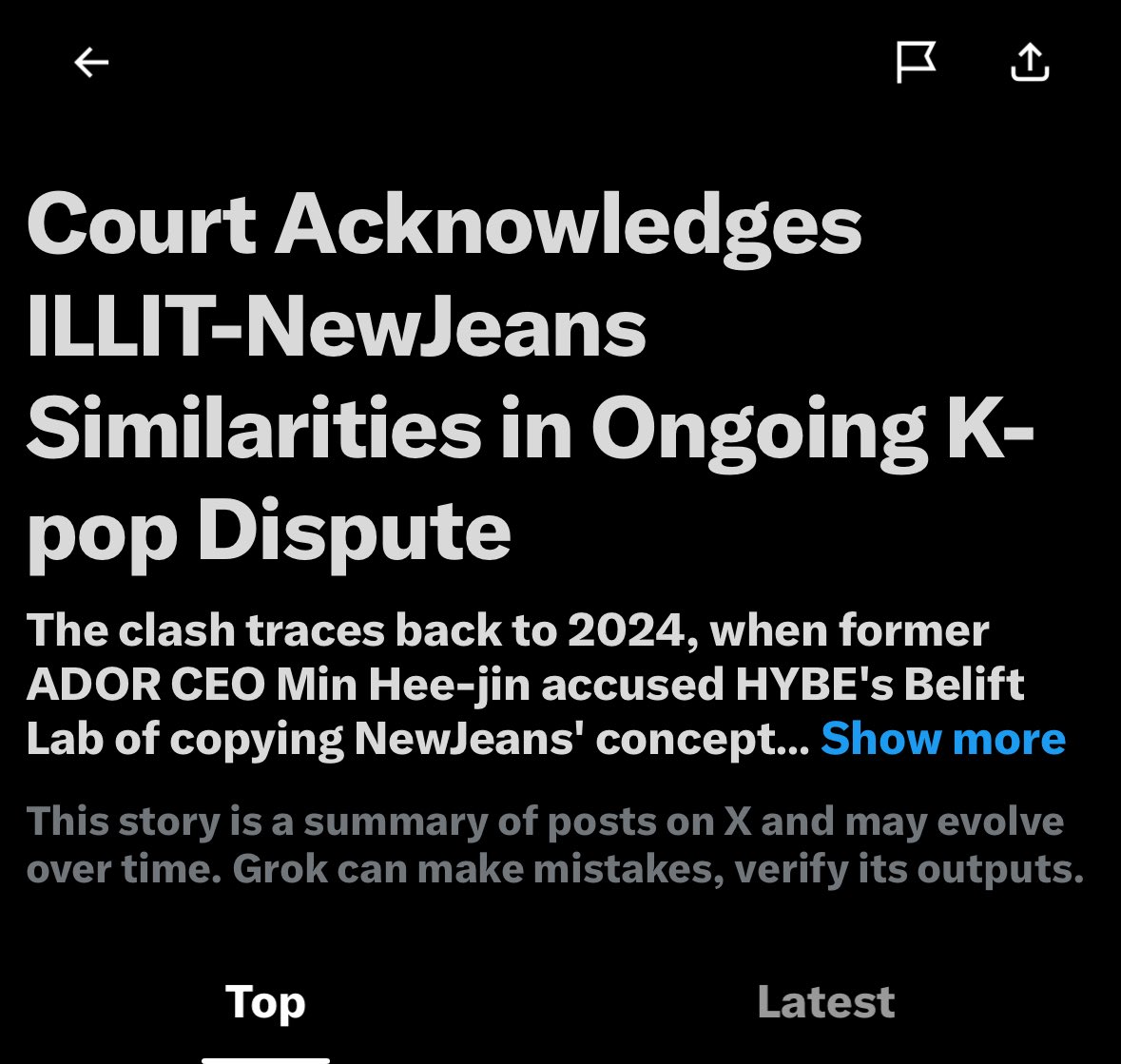 _lovebase_'s tweet photo. This trending topic  is completely fake, started by baseless videos on various illit hate-pages. Very disappointing to see that even x’s algorithm isn’t immune to fake news. Please press the flag to report this headline if you can. https://t.co/D9Re89jM2U
