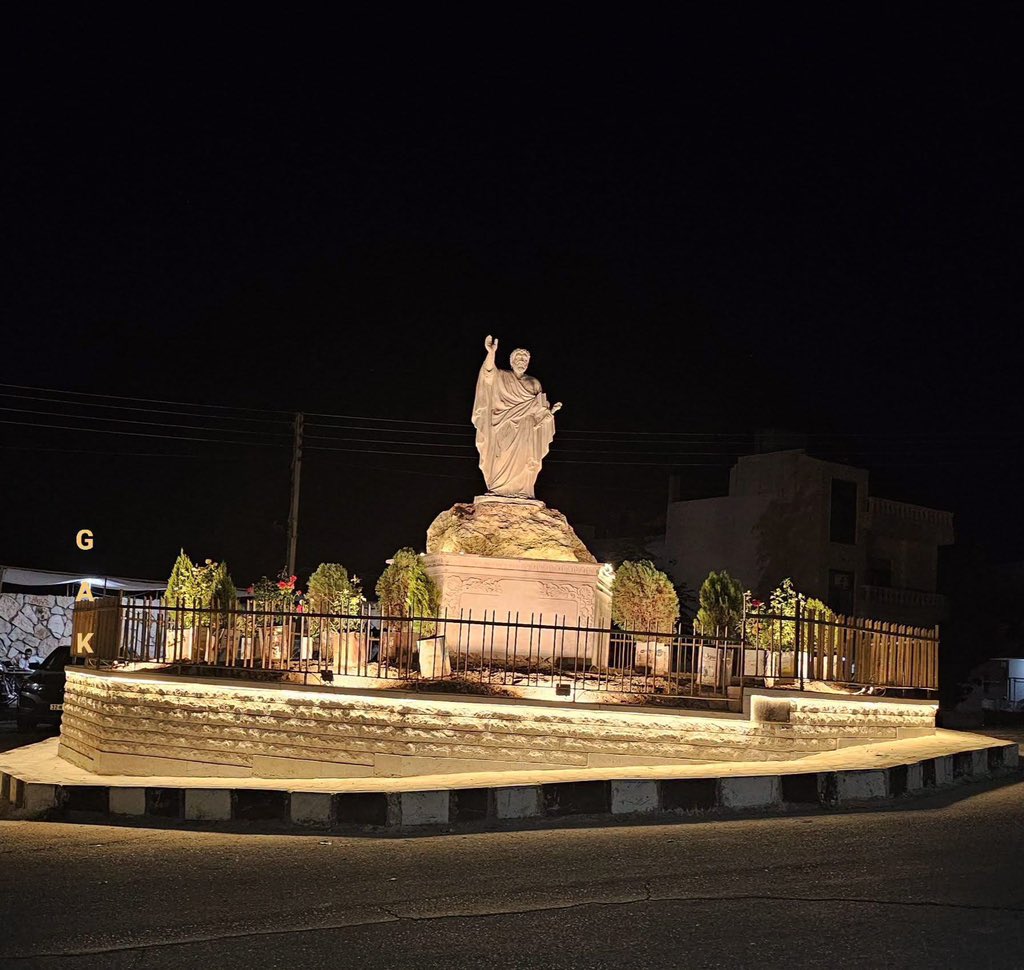 LvntChristians's tweet photo. ✝️🇸🇾 The Saint Peter monument was erected today at the roundabout in Saidnaya, Syria.

Saidnaya is a Christian-majority Syrian city. 

Pray for these heroes who are neither afraid nor ashamed of their religious identity.

📍Saidnaya, Syria | صيدنايا. https://t.co/tEGAW4HL1x