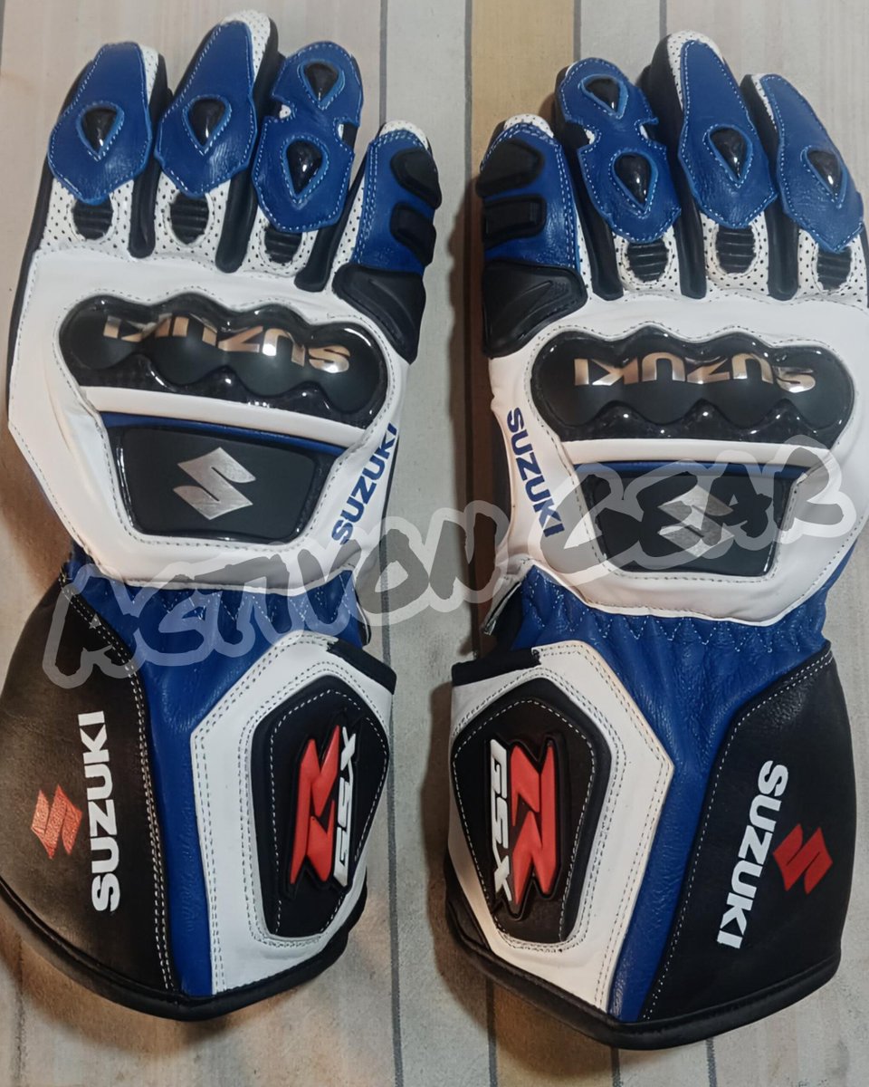 NakiaCaropr's tweet photo. Suzuki Motorcycle Racing Gloves: racing style, premium craftsmanship, and rider-focused protection. Premium leather, CE-approved protection, reinforced palms and knuckles, secure wrist closure, and ergonomic fit. Custom logos, colors, and branding https://t.co/RlJzIxVeMW
