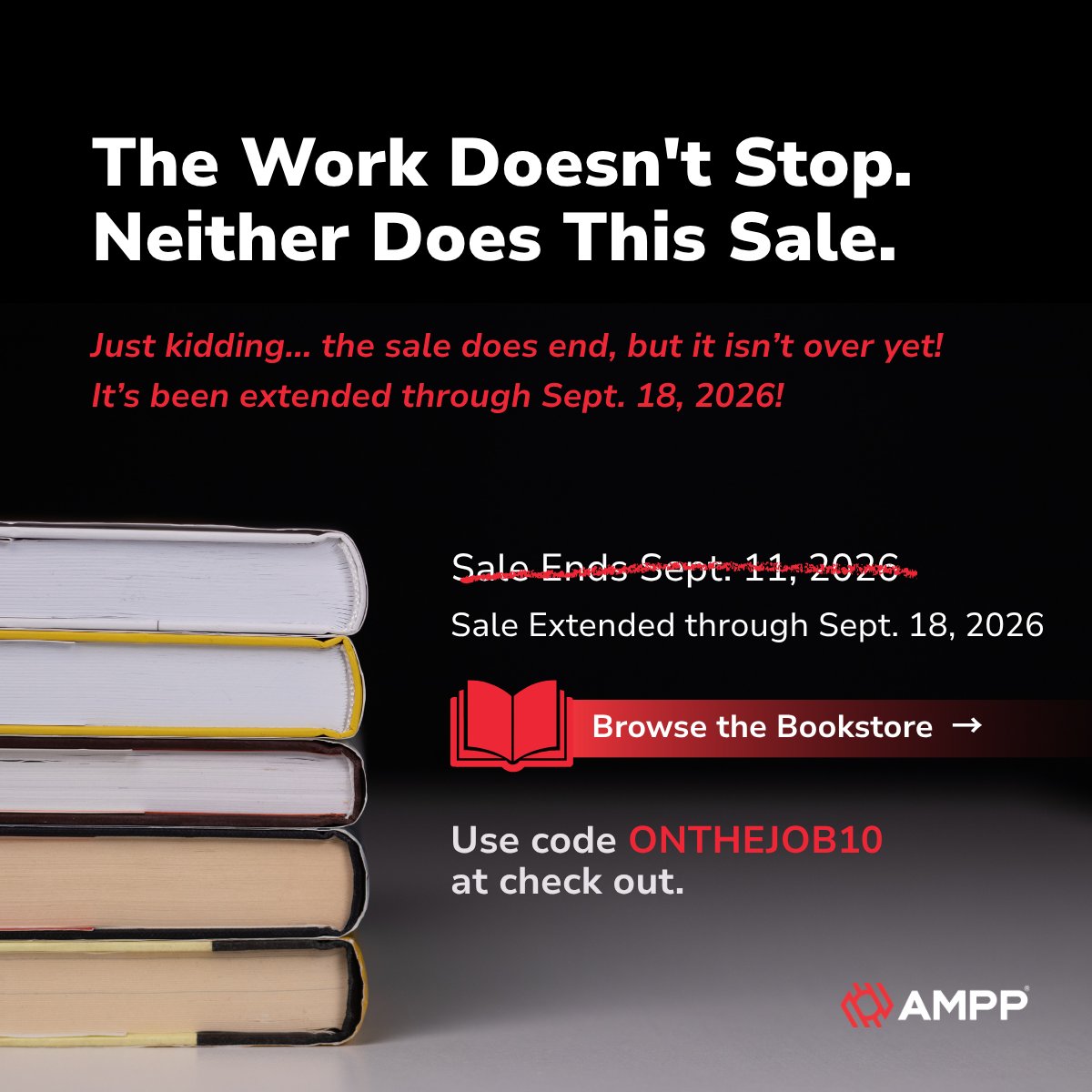 AmppOrg's tweet photo. Good news! The On the Job Sale book sale has been extended through Sept. 18.

Save 10% on select print and digital books with code ONTHEJOB10. https://t.co/2I2fYPH81p https://t.co/yBwITmYRXP