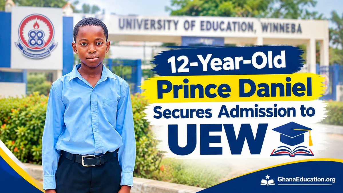 WisdomKEHammond's tweet photo. 12-Year-Old Prince Daniel Secures Admission to UEW, Becomes University’s Youngest Student After His 13-Year-Old Brother

https://t.co/PdsmP8WuEO

Maxwell Palasco Boakye
Ghana Jollof
Okwute
2027 AFCON https://t.co/TOD7c5x2R0