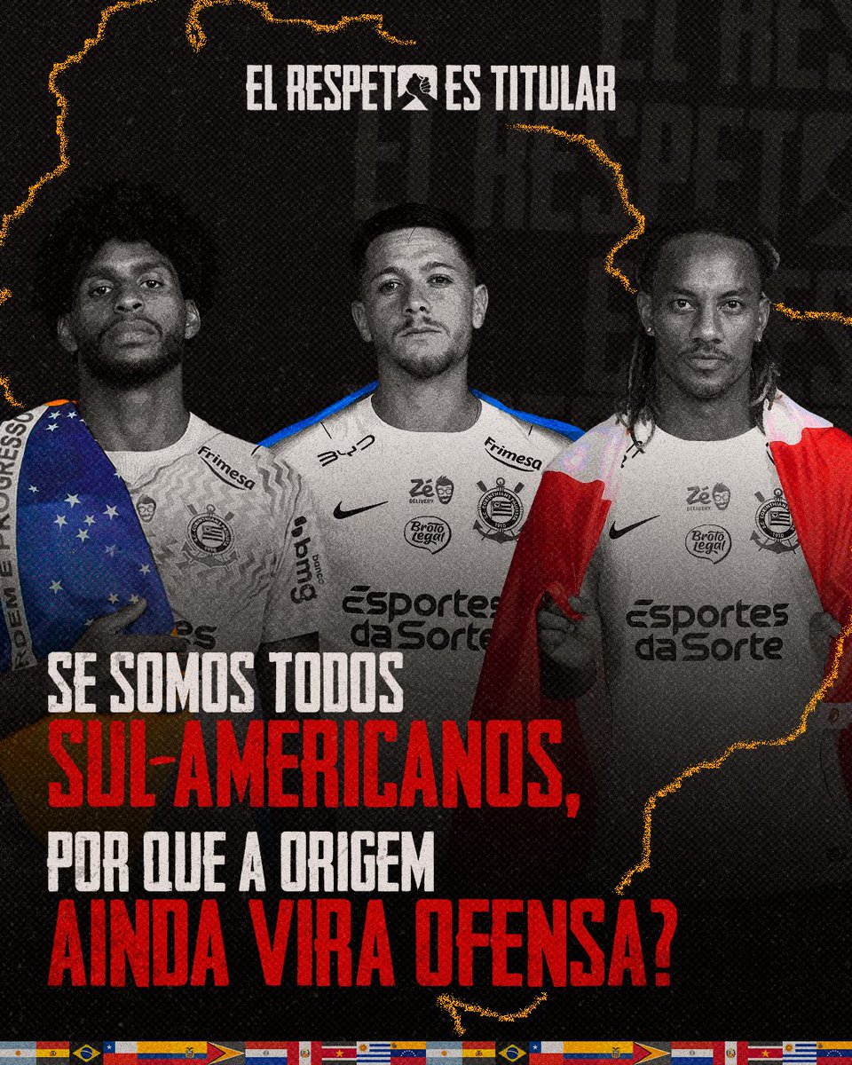 Corinthians's tweet photo. Respeito também entra em campo. 🖤🤍

No futebol, a grandeza está também na forma como tratamos uns aos outros.

Por isso, o Corinthians se une à campanha “El Respeto Es Titular”, da CONMEBOL, para reforçar que o respeito deve estar presente dentro e fora de campo.

Respeito é titular. Sempre.

Confira o protocolo: https://t.co/hYsyeXpsaF

#VaiCorinthians #ElRespetoEsTitular