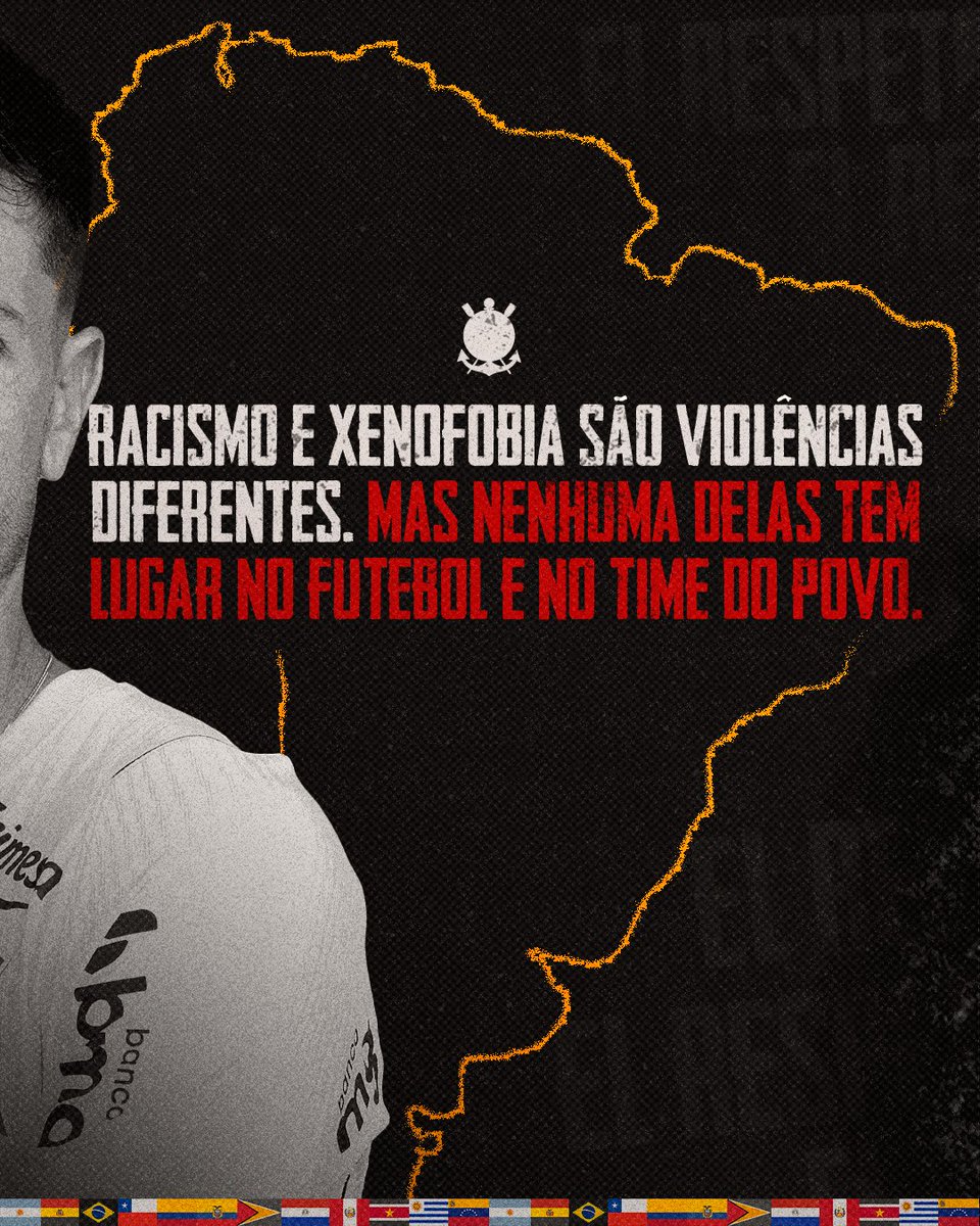 Corinthians's tweet photo. Respeito também entra em campo. 🖤🤍

No futebol, a grandeza está também na forma como tratamos uns aos outros.

Por isso, o Corinthians se une à campanha “El Respeto Es Titular”, da CONMEBOL, para reforçar que o respeito deve estar presente dentro e fora de campo.

Respeito é titular. Sempre.

Confira o protocolo: https://t.co/hYsyeXpsaF

#VaiCorinthians #ElRespetoEsTitular