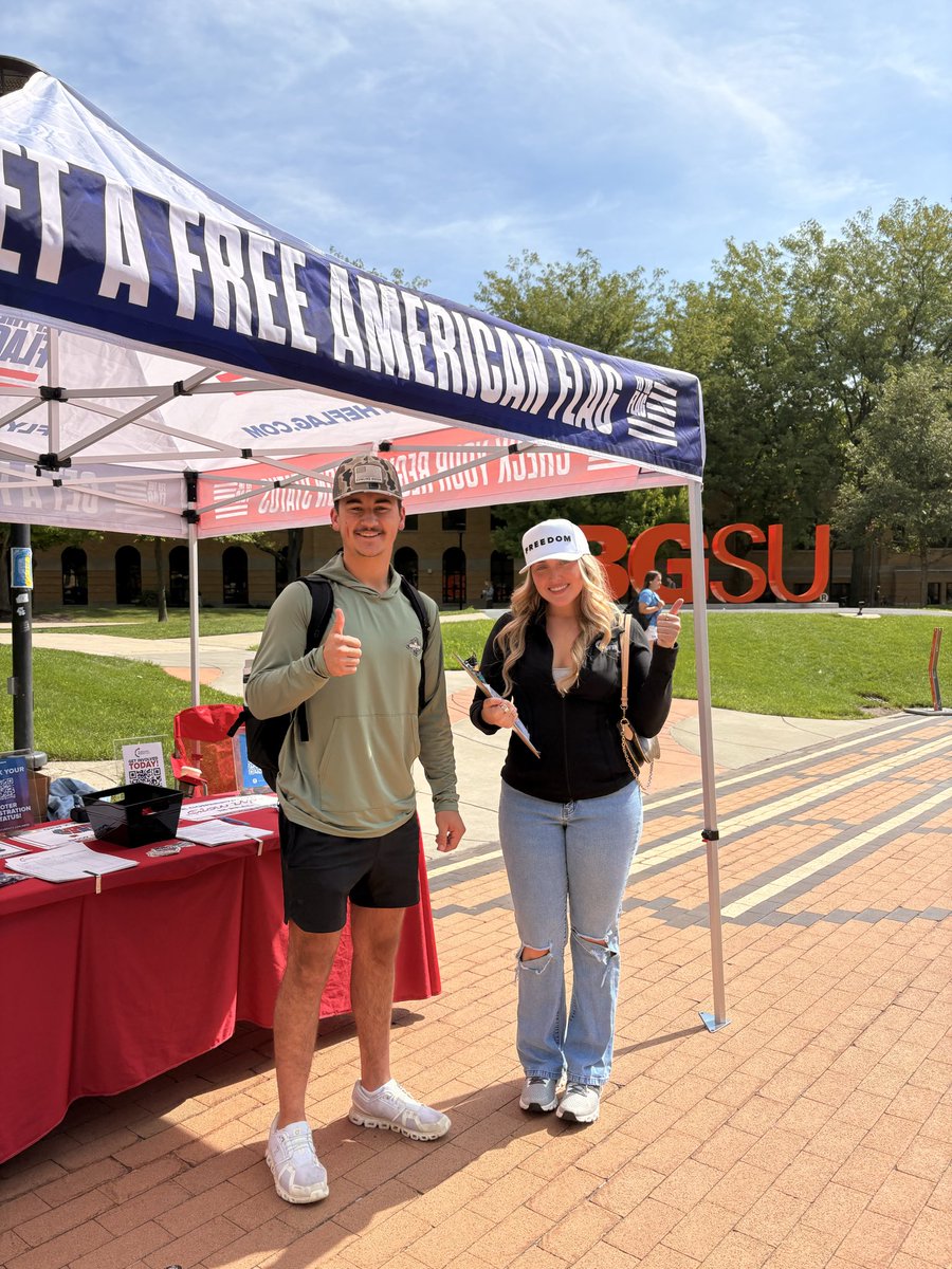 breannajmaher's tweet photo. Registering voters at BGSU for National Voter Registration day!! So far we registered 15 students and 3 of them are registering for the first time! Let’s goooo 🥳🗳️🇺🇸 https://t.co/PxcivbvNrW