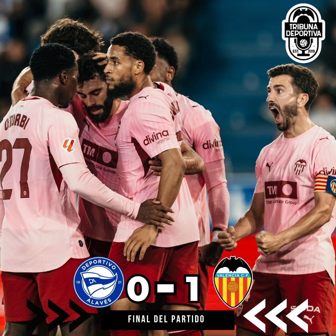 TribunaVCF's tweet photo. 🦇 El @valenciacf se lleva los tres puntos de Mendizorroza (0-1) 

⚽️ Primera victoria de la temporada con un único tanto de Rioja 

📊 Los valencianistas se colocan con cuatro puntos en la clasificación 

🗓️ Próximo partido contra la @RealSociedad en Mestalla https://t.co/HiLo7AhVOE