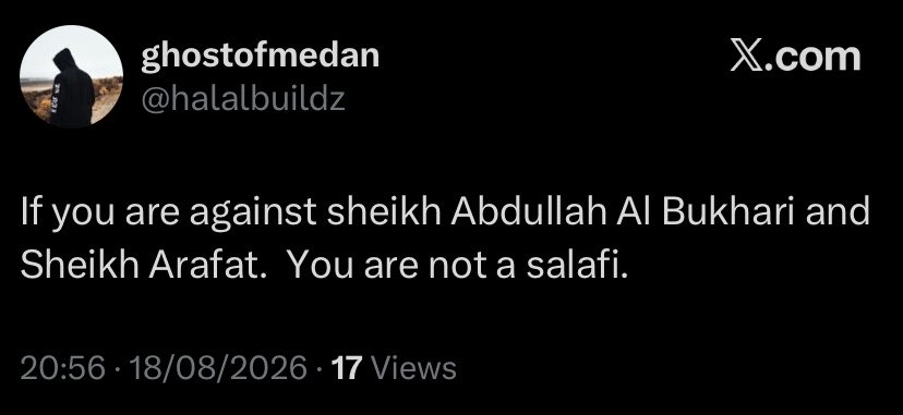 on1ycharmz's tweet photo. Apparently, Salafiyyah now has two pillars, and the actual uṣūl are optional.

If either violates the uṣūl, just move the goalposts. The names must be protected at all costs. Who needs manhaj when you have personalities? https://t.co/DYvoFv60uY