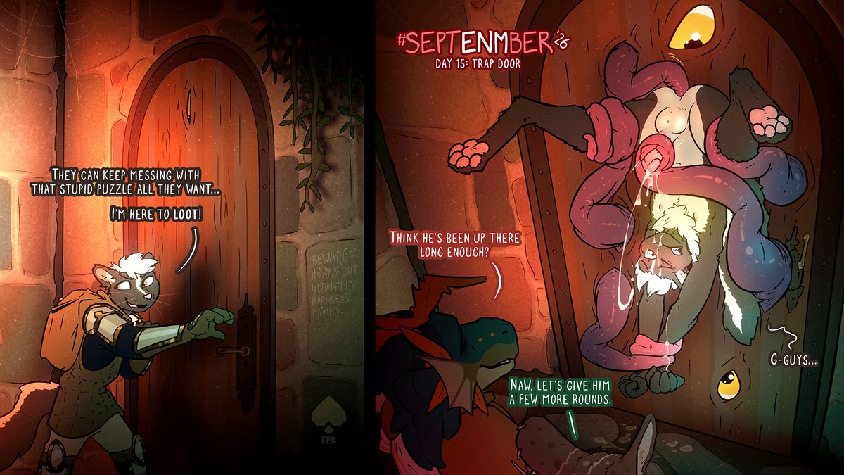 fekfekfekfek's tweet photo. #septENMber - Day 15: Trap Door
For certain definitions of harmless
#septENMber2026
#enm #embarrassednakedmen
#ene #embarrassingnudityexposure
Featuring:
- Arvie (https://t.co/IwsWrJRatu)
- Julan (https://t.co/UPFxYxVaMP) https://t.co/iccRivv1iW