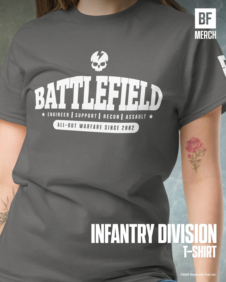 BF_Merch's tweet photo. Gear up with the official Infantry Division T-Shirt. Perfect for long gaming sessions or everyday carry 🎯

https://t.co/463Eruf27Q

@Battlefield #BattlefieldMerch https://t.co/hP6VjdNCgU