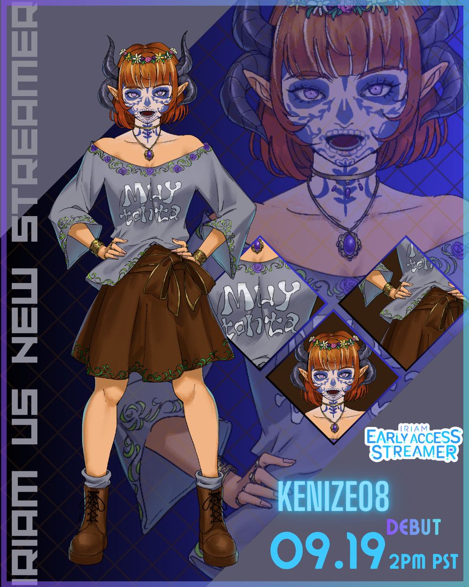 Kenize_08's tweet photo. Hey hey everyone!

This La Catrina has arrived to #jumponIRIAM! 
As your newest #IRIAMEarlyAccess streamer, I hope you’ll join me on my journey!

Our first stream will be a dive into my story, and introduction to myself!

Debut date: September 19
Time: 2pm PST https://t.co/fXdiOxEuMi