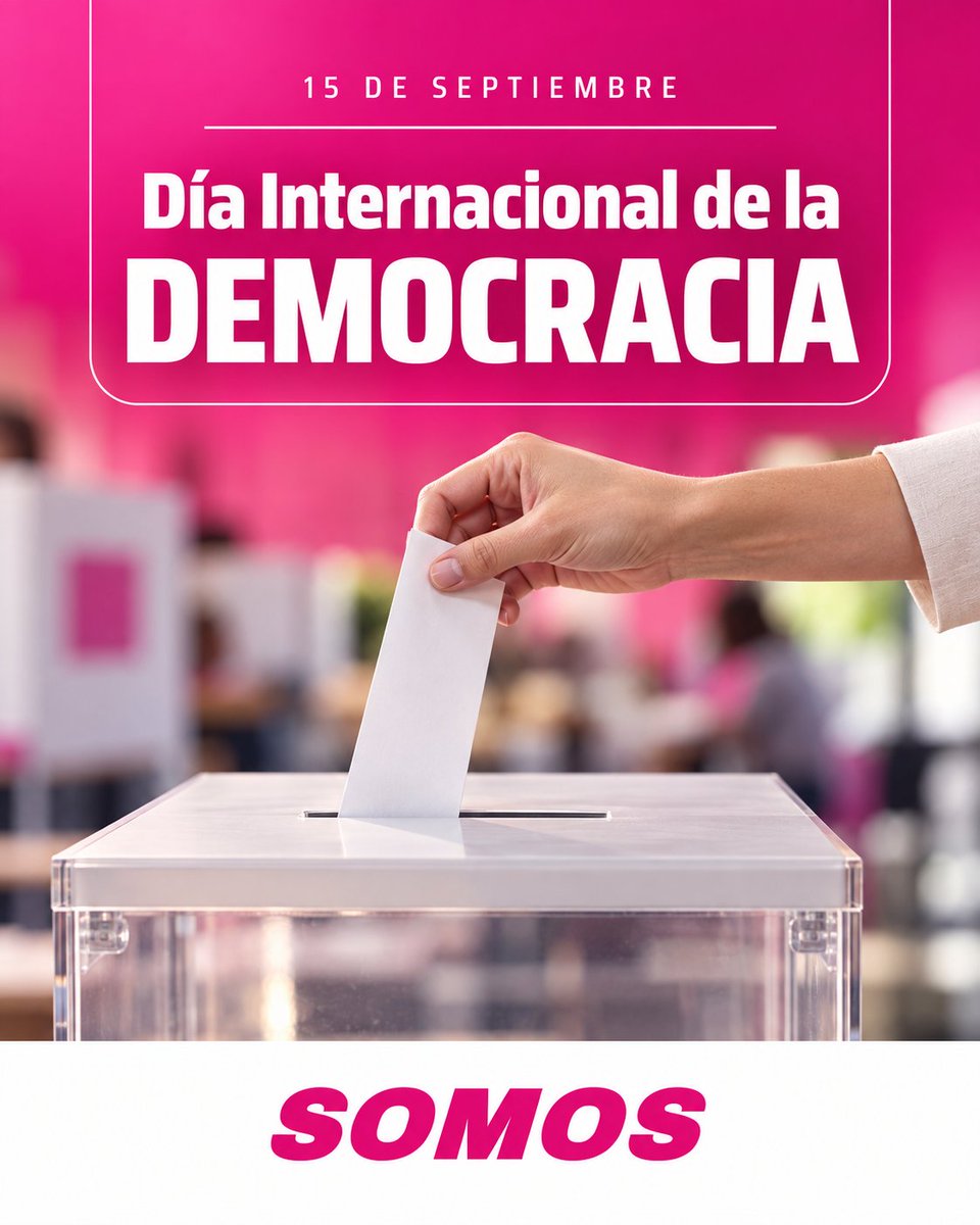 SomosmxMH's tweet photo. La democracia empieza con tu voz y cobra fuerza cuando SOMOS más. 🗳️💗

Este Día Internacional de la Democracia celebramos nuestro derecho a elegir, participar y hacer que nuestras causas cuenten.

SOMOS fuerza ciudadana.💪🏼

 SOMOS la fuerza que nos une.💗

#Somos #Democracia https://t.co/2Sg0cRFJma