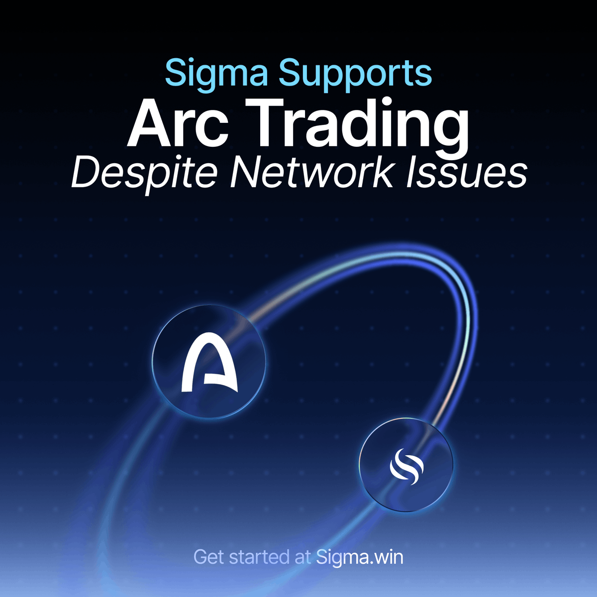 SigmaTrading's tweet photo. Arc tokens are still tradable on the Sigma TG bot - even though Arc trading is suspended on many platforms.

We've offered the most consistent Arc support for months. With mainnet launch tomorrow, you can continue to trust Sigma for the fastest, most reliable trading experience. https://t.co/qAE8yFdDvH