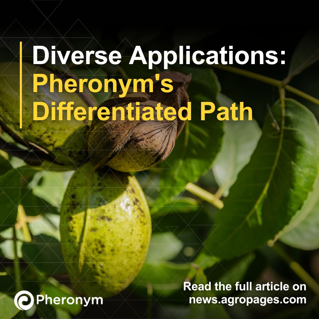 pheronym's tweet photo. Pheronym was recently featured in an article by AgroPages, highlighting our differentiated path for ascaroside technology. Check out the feature under the heading, "Diverse Applications: Pheronym's Differentiated Path" in this article 🌱 https://t.co/QKbeEyJPAb

#agtech https://t.co/R0iWD7QXMU