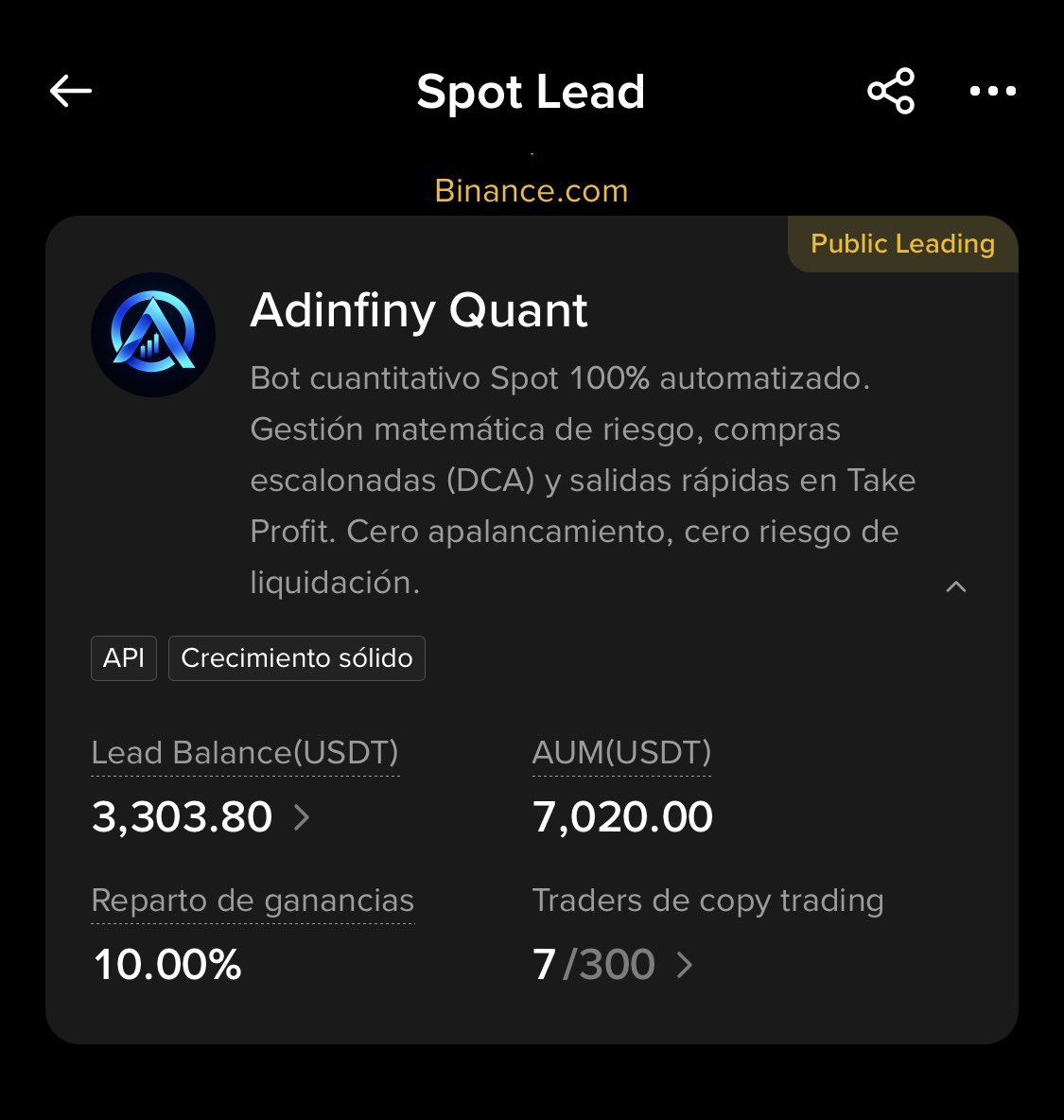 PuntoTechViral's tweet photo. MUY INTERESANTE 🚨 Como va creciendo el Copy Trader llamado Adinfiny Quant que es una IA algoritmica que parece que esta haciendo su trabajo. Hoy logro invertir y sacar a las personas a tiempo con una pequeña ganancias antes de caer el mercado, es decir supo moverse bien 😏👉 Ver al Trader #solana