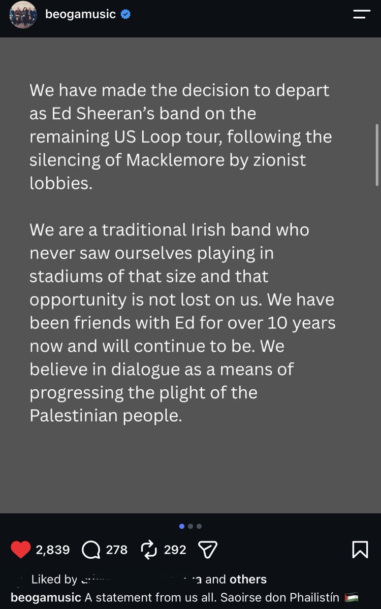withlovejohana's tweet photo. All of Ed Sheeran’s openers have now withdrawn from the Looper Tour. Please realize how big this is. This is what unity looks like. Billionaires are terrified of people realizing how strong they can be when we come together for a cause. Continue speaking out. Support the new artists that are deciding to put their careers at risk to take this stance.