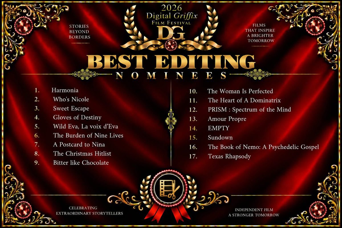 RealJamesQuinn's tweet photo. Thank you to the Digital Griffix Film Festival for these 4 nominations for EMPTY at your festival in Montreal Canada. We are honored. 🎬 @EmptyShortFilm @JmqPictures https://t.co/0qCoogzyfw