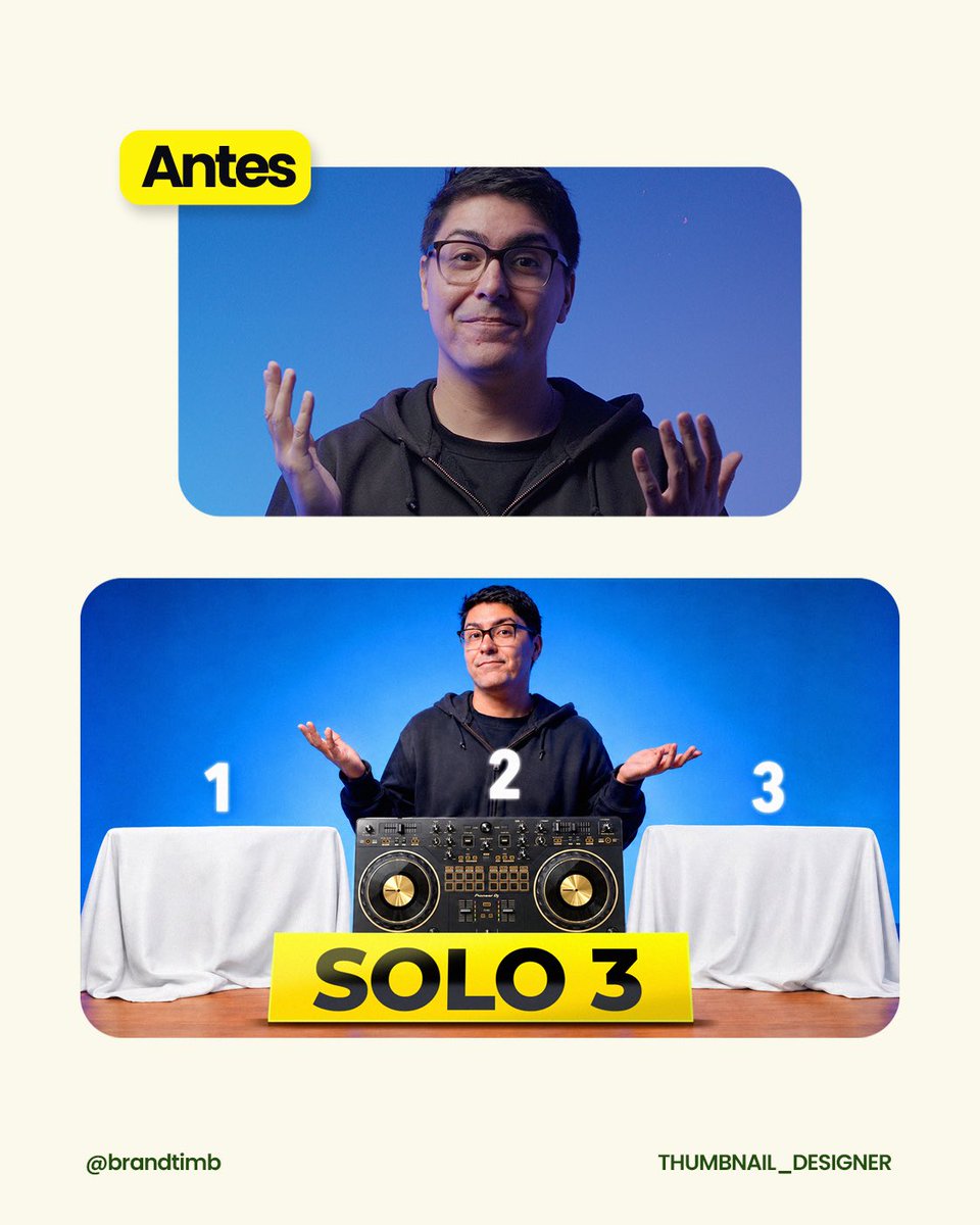 Brandtimb's tweet photo. Miniaturas para YouTube que diseñamos para DJ Nach 🎧

Thumbnail design para un canal de DJ, música y tecnología: concepto claro, jerarquía visual y foco en el clic.

Trabajo como diseñador de miniaturas para creadores y marcas.
#ThumbnailDesign #YouTube https://t.co/mL6WvmevjH