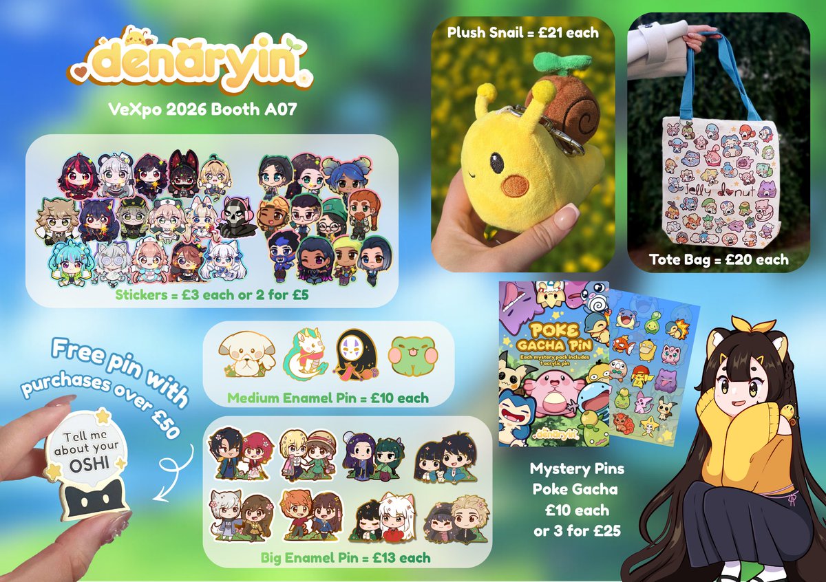 Denaryin's tweet photo. VeXpo 2026 catalogue🐌🍃better late than never!!
Find me in the artist alley💛 #VeXpo2026 https://t.co/9HvoB5uuhh