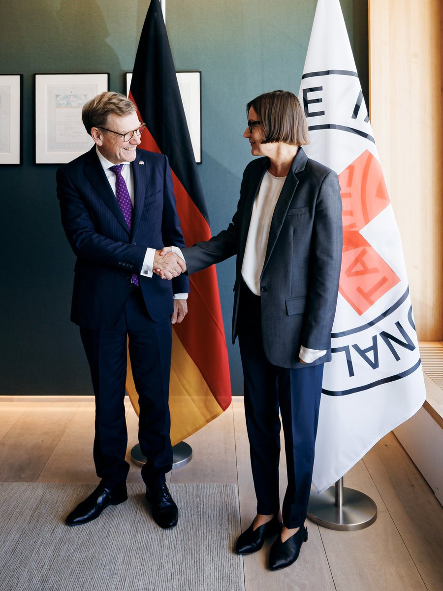 AussenMinDE's tweet photo. Thank you, Mirjana Spoljaric Egger, for the warm welcome at the @icrc. Your humanitarian work - whether in Africa, Middle East or Europe - deserves the highest recognition. We want to strengthen international humanitarian law with you &amp; support #ICRC ‘26 with further €25million. https://t.co/Tzr6VvuYCx