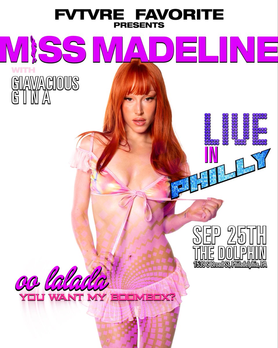 MissMadeline666's tweet photo. PHILLY!!!! NEXT FRIDAY SEPT 25 😍
Tickets: https://t.co/ZmGggK0sov https://t.co/kRurMnRlry