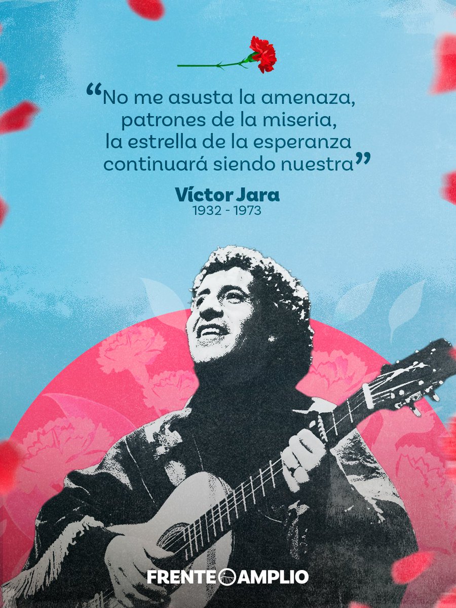 elfrente_amplio's tweet photo. A 53 años de su asesinato, Víctor Jara sigue presente.

Su voz, sus canciones y su compromiso con un Chile más justo siguen siendo parte de nuestra memoria.
Víctor Jara vive en la memoria de un pueblo que no olvida. https://t.co/kipPmHh5vx