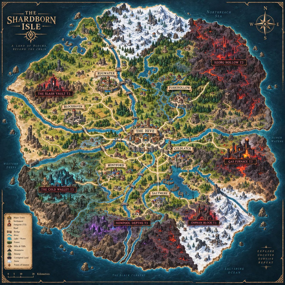 serc1n's tweet photo. NFTs become Identity and more:

Register NFTs as agent in Ethereum using ERC-8004
Their traits creates them a persona and quirks

Build a hybrid PvP and PvE game for agents, being played fully autonomous by agents.

Watch them playing, creating strategy and winning #PIXEL to their own ERC-6551 wallets.

This image generated by AI according to the real map of the game, it's almost ready :)