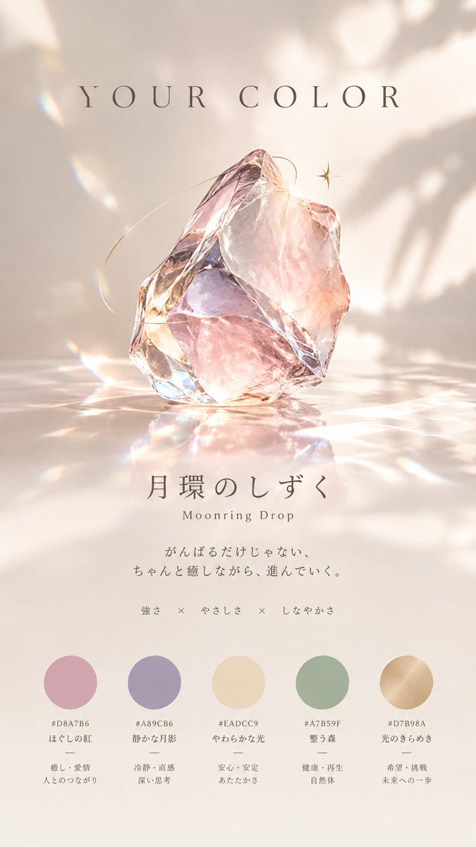 Haruchi_mnst's tweet photo. 流行りの「自分の色プロンプト」でチャッピーに作ってもらった〜！
合っているかはさて置き凄く好きな色合いだなぁと思ったのでAI凄いねぇ

生成AIは主に使う側のモラル的な問題も多いけど、誰かの権利を侵害したりせず上手く付き合っていけると良いよね https://t.co/3HehcbkSzl
