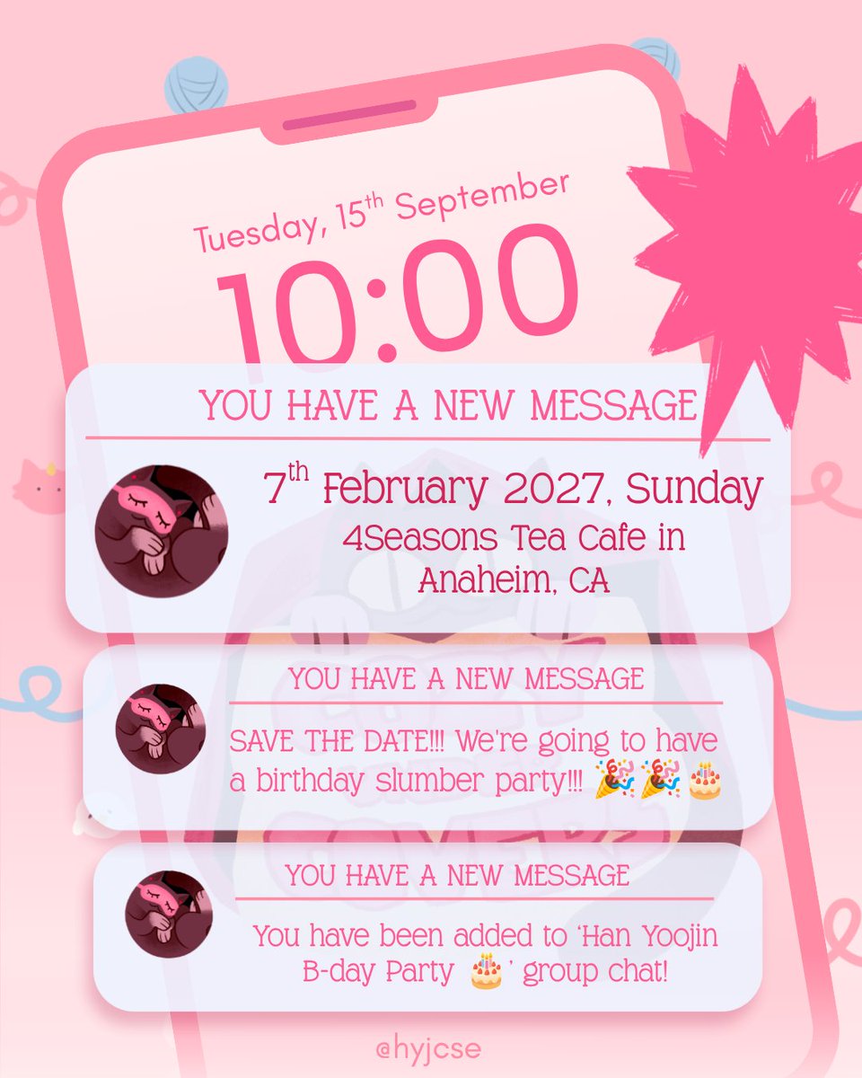 hyjcse's tweet photo. 🎉YOU’RE INVITED! 
Come celebrate 'My S-Class Hunters' and Han Yoojin’s birthday with us at Cozy Under Covers, a sleepover-themed CSE! 

Keep an eye out, as mod and artist reveals will be coming out soon~

We hope to see you there!

#mysclasshunters #msch #hanyoojin https://t.co/vkcNczxsyt