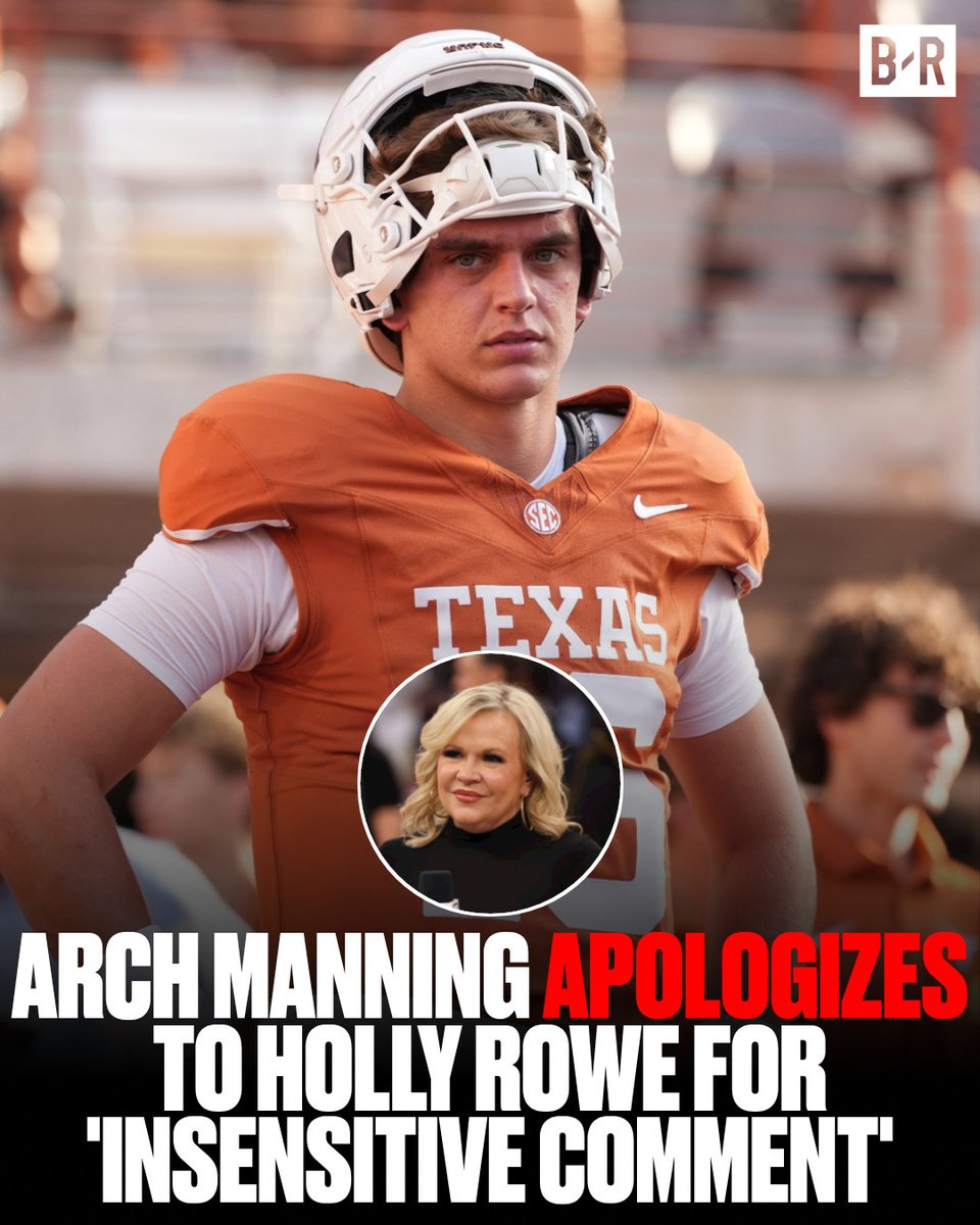 BleacherReport's tweet photo. Arch Manning has issued an apology to Holly Rowe for making an 'insensitive comment' about an AI-generated video

Read more: https://t.co/M5KQ3Q10qd https://t.co/aMc1wyUUZx