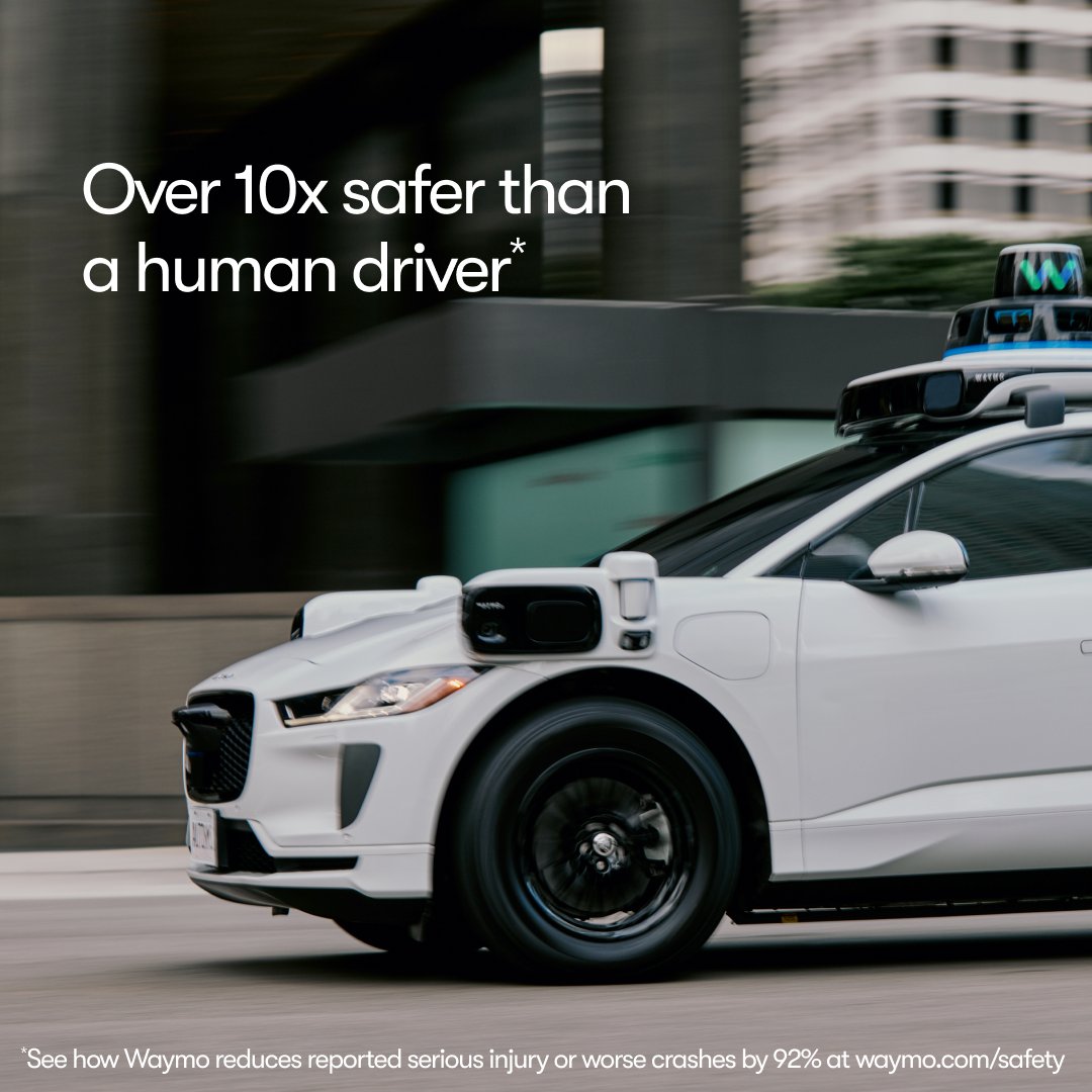 Waymo's tweet photo. We built a driver that always focuses on the road. An autonomous driver that's safer.