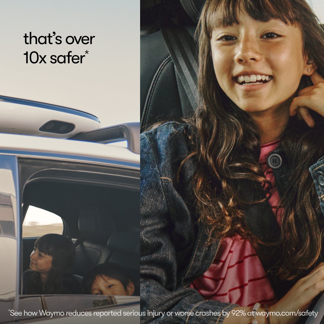 Waymo's tweet photo. When you don’t have to focus on the road, you can focus on what matters.