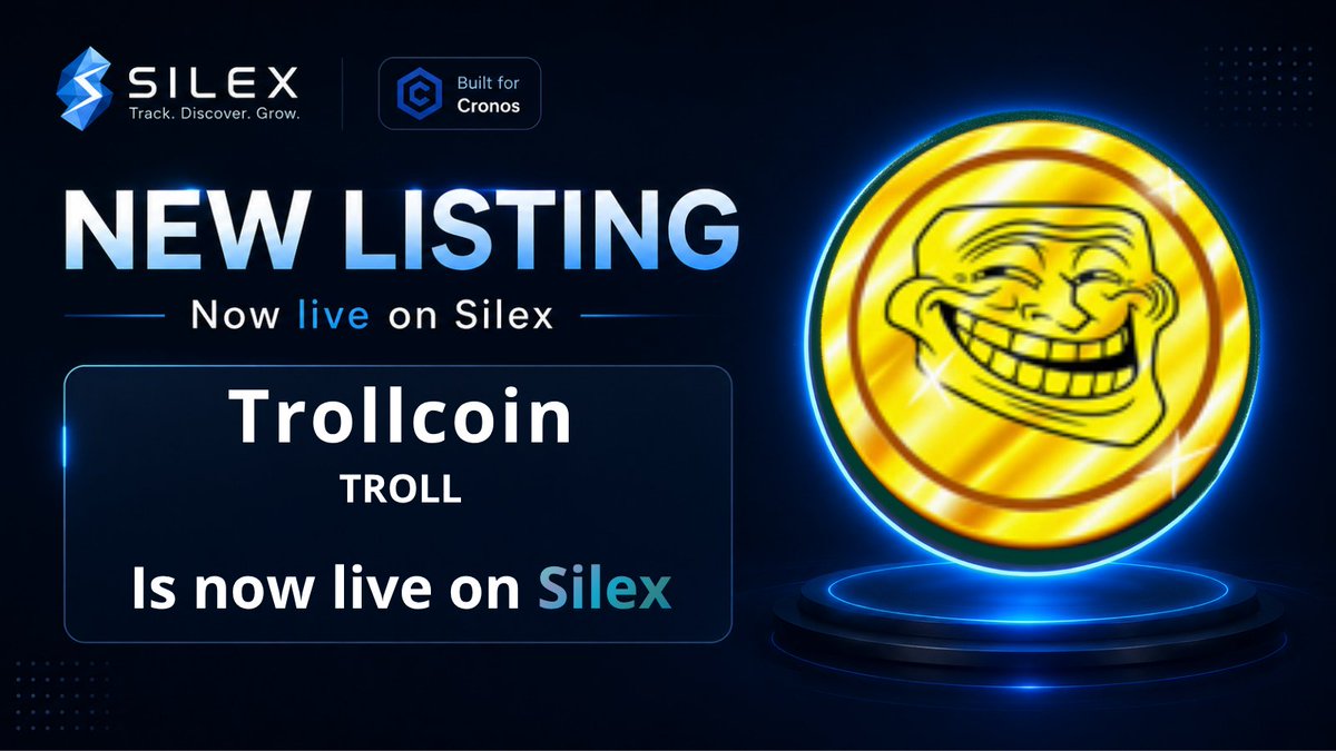 Silex_Network's tweet photo. 🚨 NEW LISTING ON SILEX  Welcome
@TheOG_TrollCoin  , $TROLL to Silex.                    

⚡️Now discoverable across our Cronos platform with live market data, project information and tracking tools.   

🔍https://t.co/vJwG2nXeEH

⚒️Building on Cronos and want to get listed? Apply here: https://t.co/gBKA7HFIdp