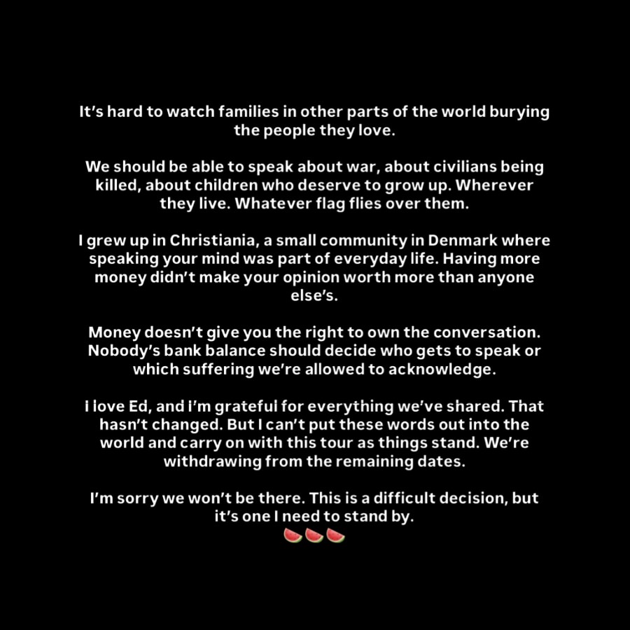 consequence's tweet photo. UPDATE: Ed Sheeran's last remaining opening act, Lukas Graham, has pulled out of the tour. https://t.co/O6yWO6ItWq
